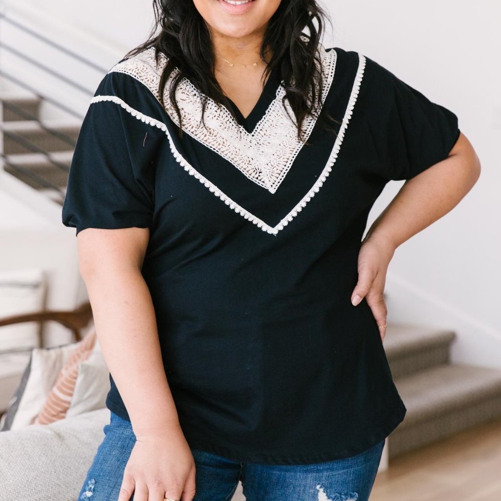 Happy in My Lace Blouse in Black (Large)